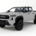 Toyota White Pickup Truck With Black Wheels And Off Road Design