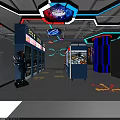 Modern Hi Tech Amusement Park Featuring Interactive Games Colorful Lights And Fun Facilities