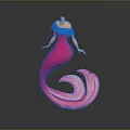 Elegant 3D Mermaid Character With Blue Shoulder And Pink Curly Tail