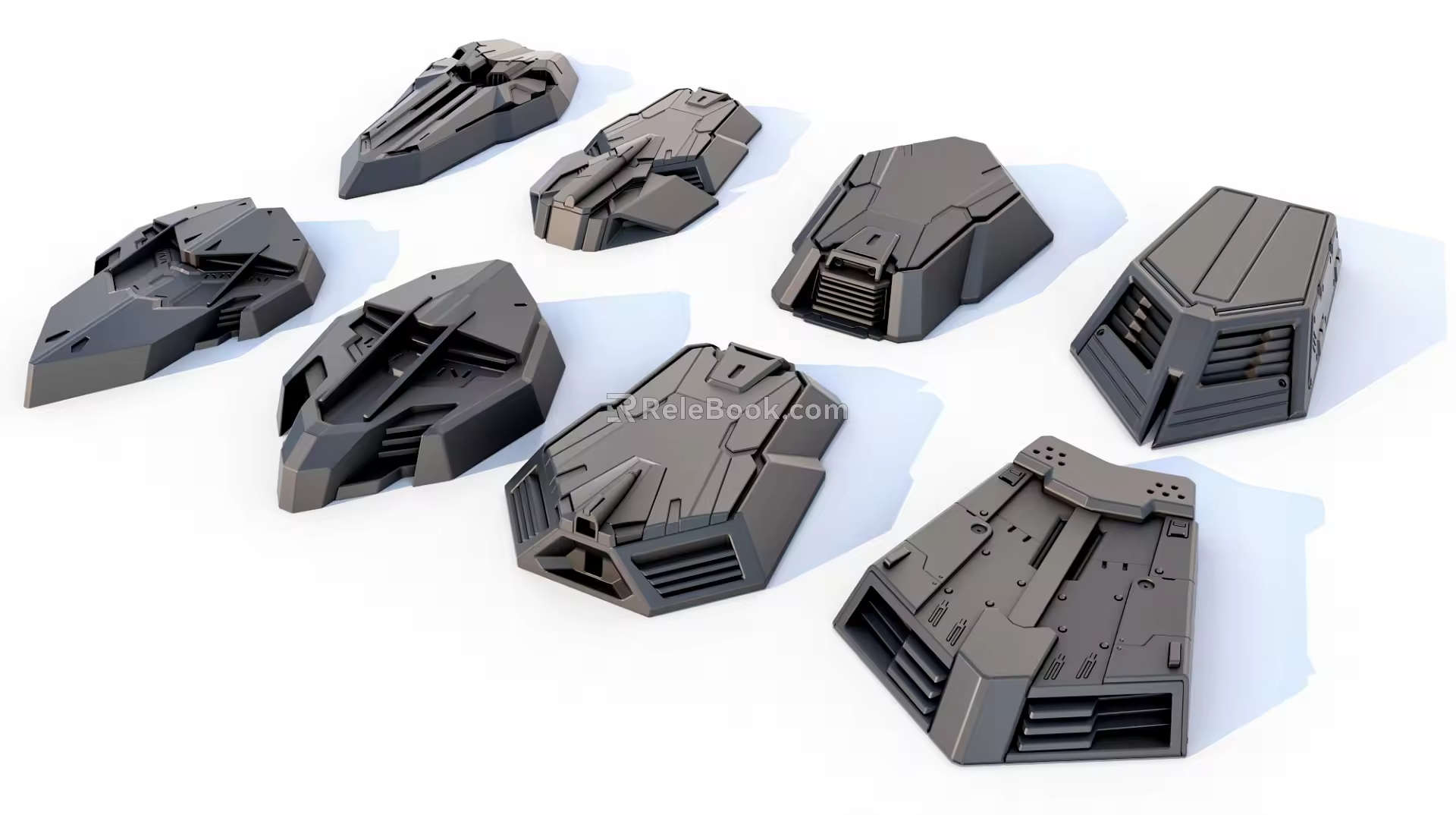 sci-fi mechanical parts hard surface combination 3d model