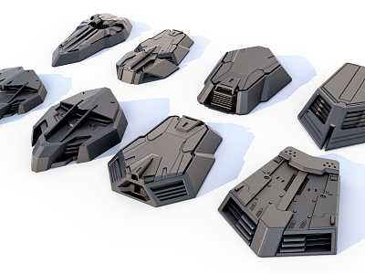 sci-fi mechanical parts hard surface combination 3d model