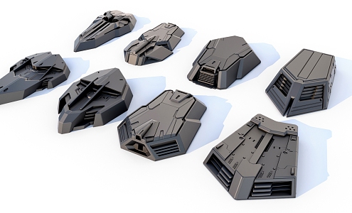 sci-fi mechanical parts hard surface combination 3d model