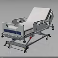 Medical Hospital Bed with Adjustable Headrest Side Rails White Mattress Blue Stripe and Mobile Wheels