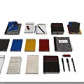 Various Colored Notebooks Including Spiral And Hardcover With Pens For Daily Use