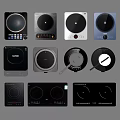 Modern Kitchen Appliances Induction Cooktops With Various Designs And Controls 3d model