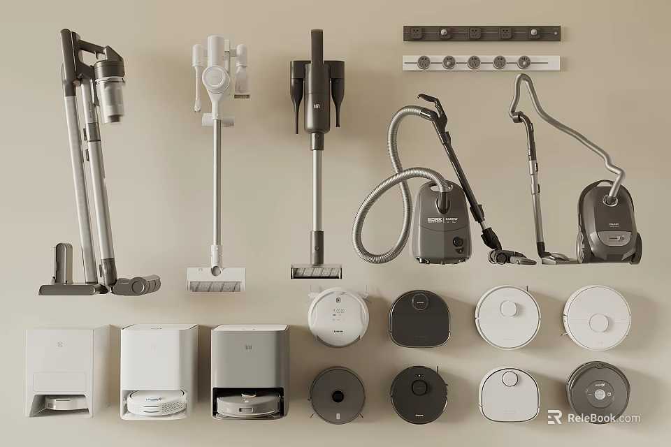 Smart Machines for Home Cleaning Including Various Vacuum Cleaners and Robotic Vacuums 3d model 