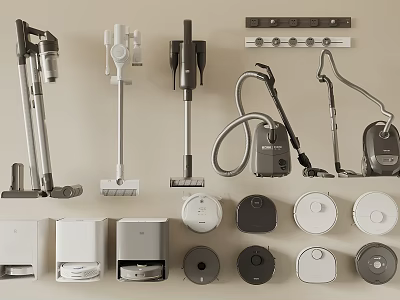 Smart Machines for Home Cleaning Including Various Vacuum Cleaners and Robotic Vacuums 3d model