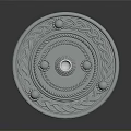 Silver Circular Sculpture Carving With Intricate Braided Patterns Central Pearl And Small Dot Decorations