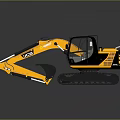 Yellow VCE Brand Modern Excavator With Black Tracks And Glass Cab