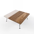 Modern Coffee Table With Two Tone Wooden And White Top And Black Metal Legs