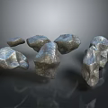 Natural Irregular Stone Pieces With Rough Surface And Reflective Texture On Dark Background