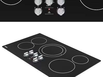 Modern Induction Cooktop With Black Surface Control Knobs And Heating Zones 3d model