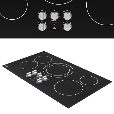 Modern Induction Cooktop With Black Surface Control Knobs And Heating Zones 3d model
