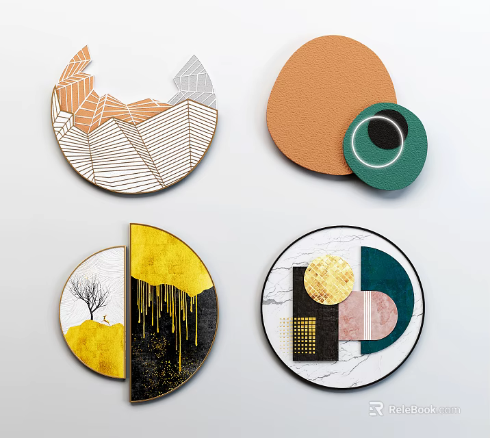 Modern Abstract Circular Wall Decor With Geometric Patterns And Colorful Designs 3d model
