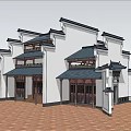Traditional Ancient Chinese Architecture With Overhanging Eaves Tiled Roofs And Courtyard