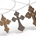 Decorative Cross Pendants Jewelry With Blue Stone Accents And Golden Metal Design