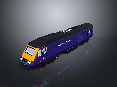 Blue and Yellow Great Western Railway Train with Streamlined Front Design 3d model
