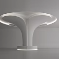 White Modern Column With Streamlined Top And Illuminated Base In Minimalist Gray Background