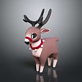 Modern game character sika deer elk antlers 3d model