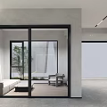 Modern Furniture Showroom With Open Space Glass Windows And Indoor Plants