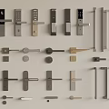 Various Door Handles Featuring Different Designs Materials And Smart Traditional Styles 3d model