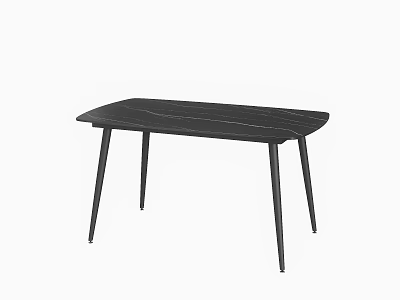 Modern Black Dining Table With Unique Grain Surface And Slim Tapered Legs 3d model