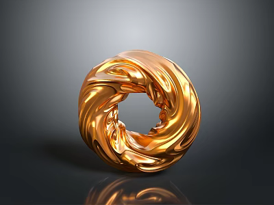 Golden Spiral Ring Shaped Decorative Ornament Featuring Flowing Texture For Home Decor 3d model