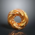Golden Spiral Ring Shaped Decorative Ornament Featuring Flowing Texture For Home Decor