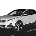 White Peugeot SUV Exterior Design With Black Wheels Parked On Road And Mountain View
