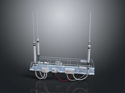 Industrial Antenna Equipment Platform With Multiple Antennas Control Modules And Cabling 3d model