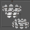 Modern Contemporary Chandelier With Circular Glass Panels And Metal Frame For Interior Lighting