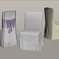 Stylish Chair Covers In White And Beige With Purple Bow Decoration
