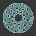 Round Kitchen Tool With Multiple Holes And Central Opening Textured Surface For Cooking