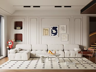 Cream Living Room French Living Room 3d model