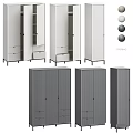 Modern Wardrobe With Vertical Stripe Design Multiple Colors Drawers And Storage Doors