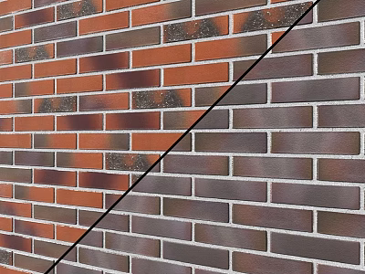 Spliced Red And Gray Brick Wall Structure With Classic Architectural Design 3d model