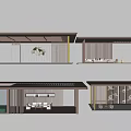 Elegant Modern Chinese Architectural Exterior Featuring Layered Design Wooden Grilles Glass Elements And Courtyard View