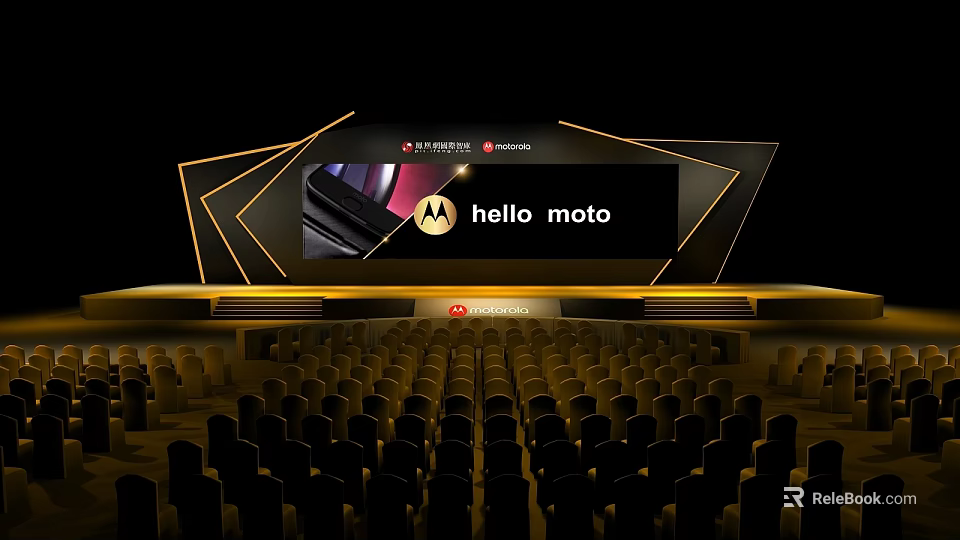Motorola Hello Moto Launch Event Stage With Illuminated Design And Audience Seats 3d model 