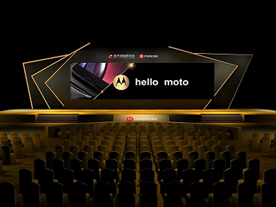 Motorola Hello Moto Launch Event Stage With Illuminated Design And Audience Seats 3d model