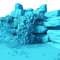 Small Garden Decorative Rockery Waterfall with Stacked Stones and Green Pond
