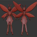 Fantasy Fairy Creature Character 3D Model with Transparent Wings and Blue White Outfit Front Back View