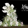 Elegant Floral Installation With White Roses Pink Blooms And Green Foliage