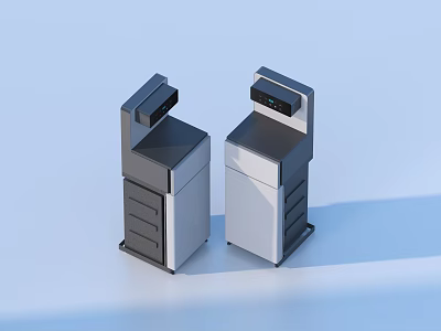 Modern Smart Household Waste Bins With Digital Display And Storage Compartments 3d model