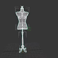 White Marble Mannequin on Brown Tripod Stand Against Dark Background 3d model