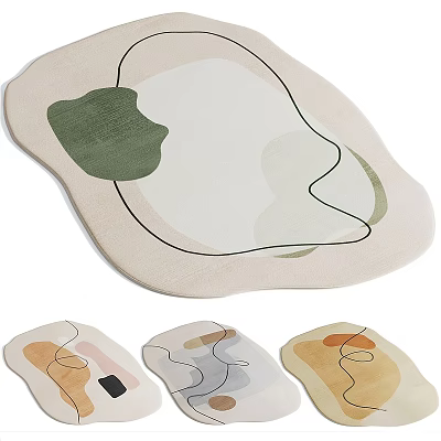 Artistic Irregular Shaped Abstract Rugs For Home With Colorful Details 3d model