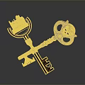 Vintage Decorative Keys With Ornate Handles Crossed On Dark Surface