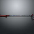 Vintage Rusty Metal Tool Long Rod With Red End And Worn Surface