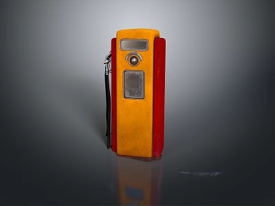 Vintage Retro Communication Device Yellow And Red With Control Panel Knob And Speaker Grille 3d model