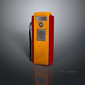 Vintage Retro Communication Device Yellow And Red With Control Panel Knob And Speaker Grille