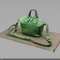 Elegant Green Leather Handbag With Double Handle And Adjustable Shoulder Strap 3d model